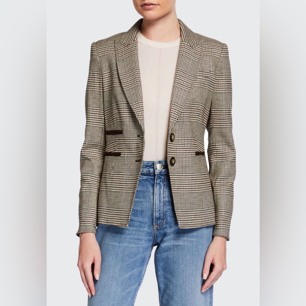Veronica Beard Hudson Check Dickey Jacket in Natural Plaid, Size 4 - Picture 1 of 10